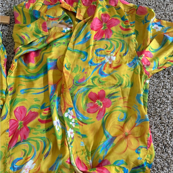 Balenciaga Other - Balenciaga Yellow Floral Button-Front Maxi Dress with Pink & Blue Accents